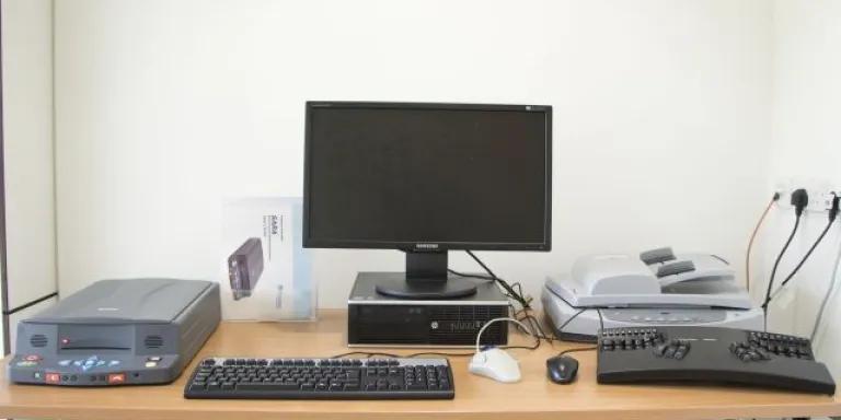 Accessible PC on desk with scanner