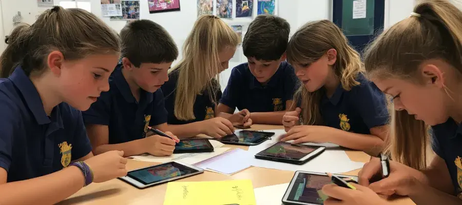 Children working in class