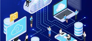 Computers and laptops connected on a screen