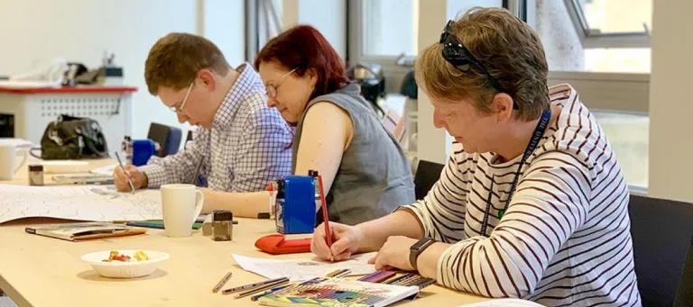 people colouring in
