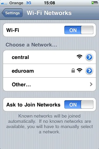 iPhone eduroam