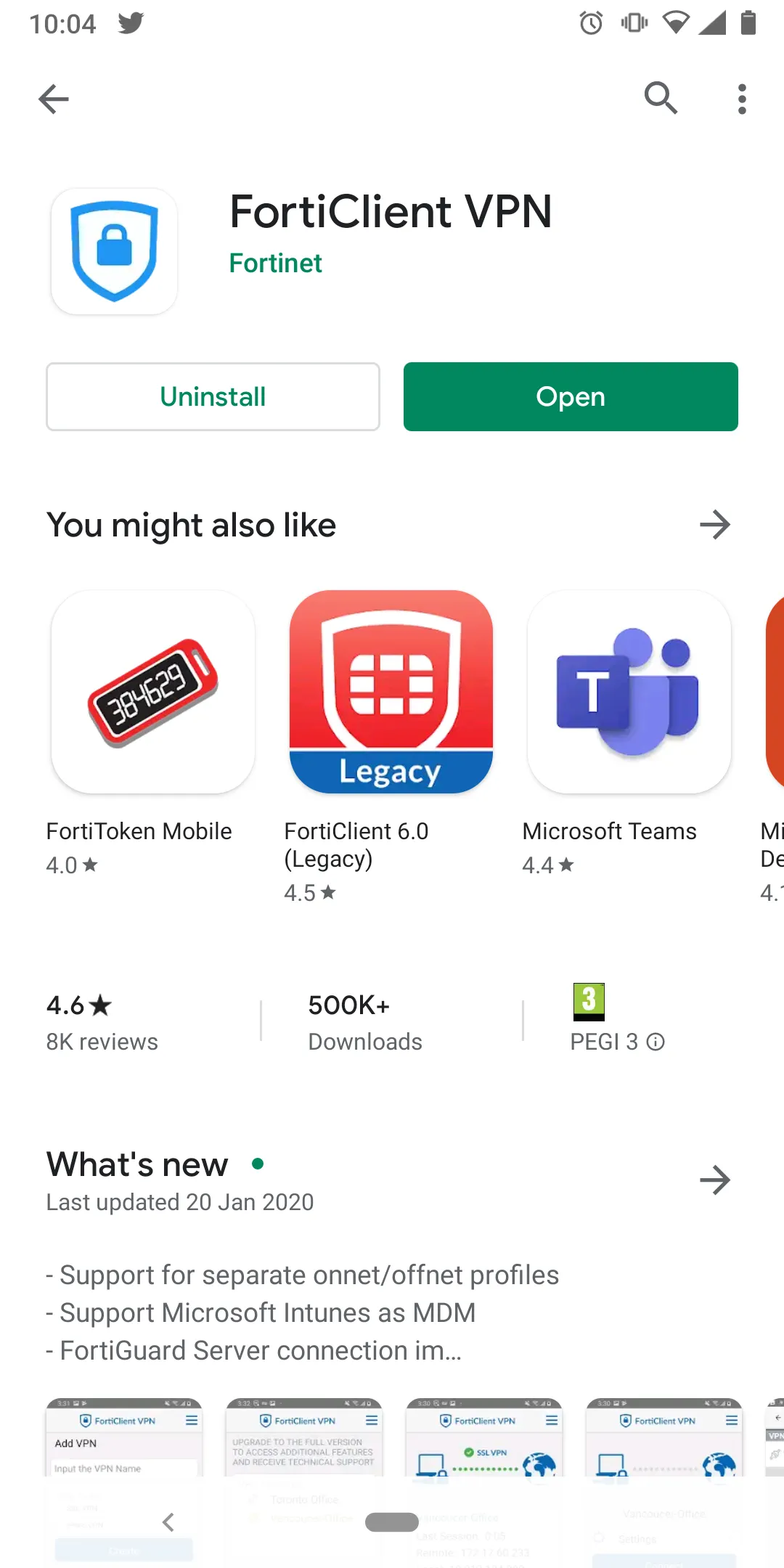 FortiClient VPN - Open