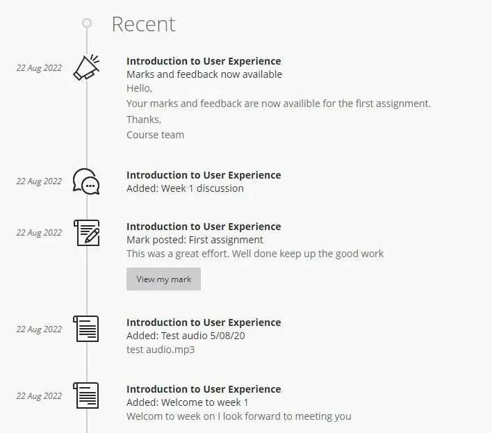 activity stream recent