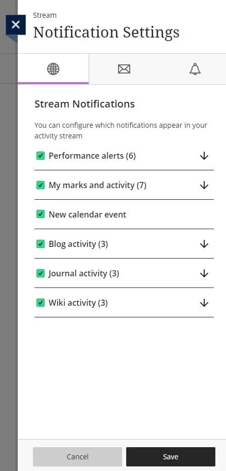 activity stream notifications