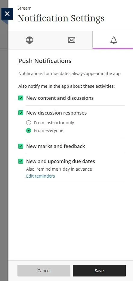 activity stream notifications