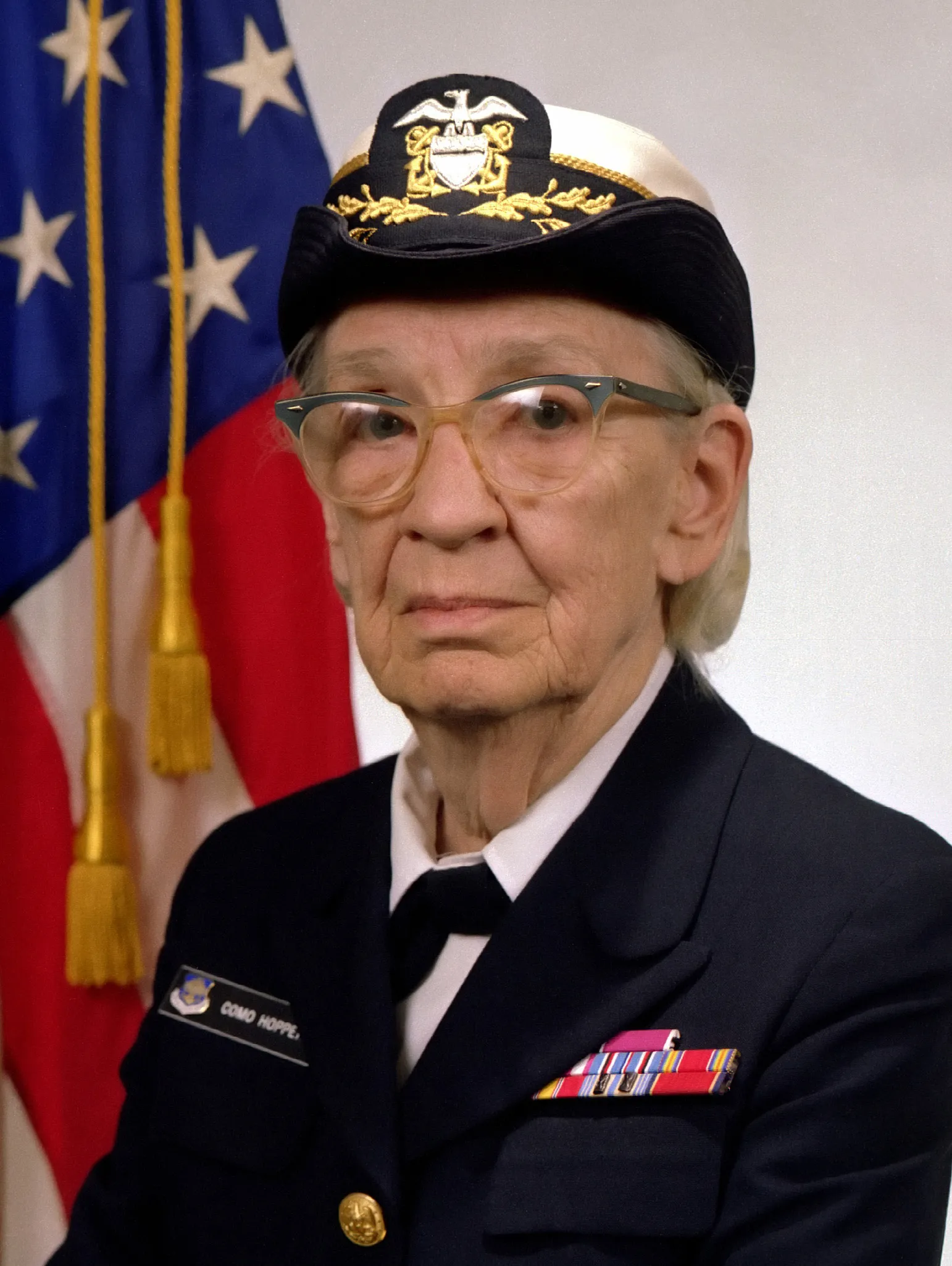 Photograph of Grace Hopper in US Navy uniform