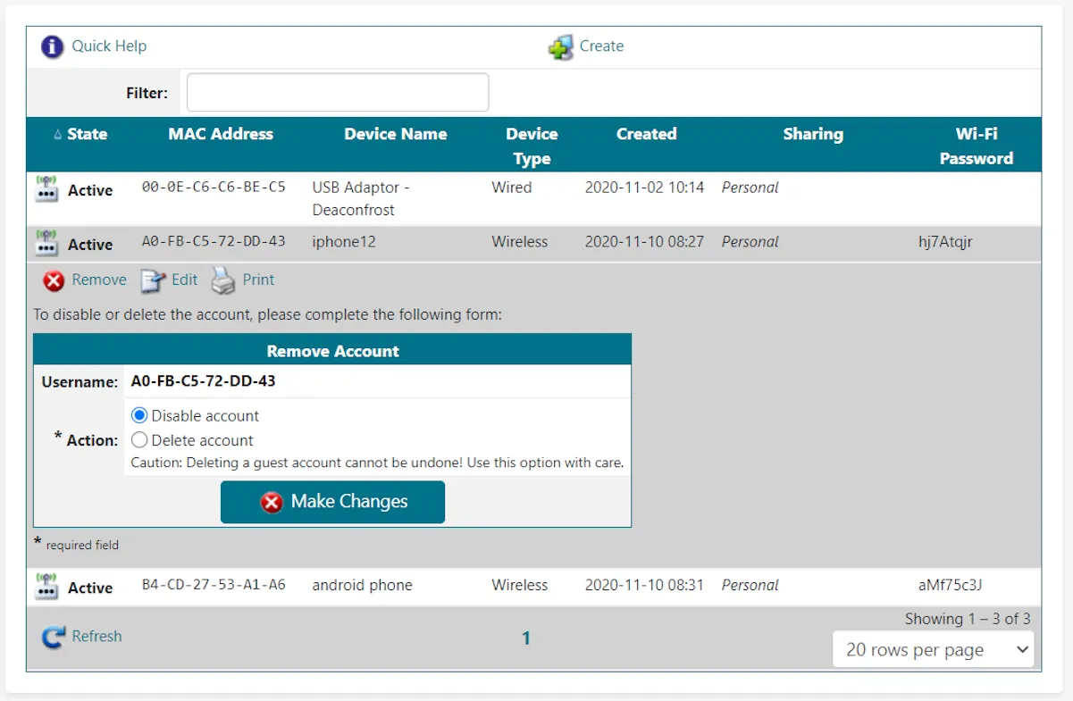 ResNet - Delete or Disable Device
