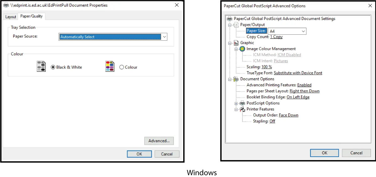 prepare windows printing
