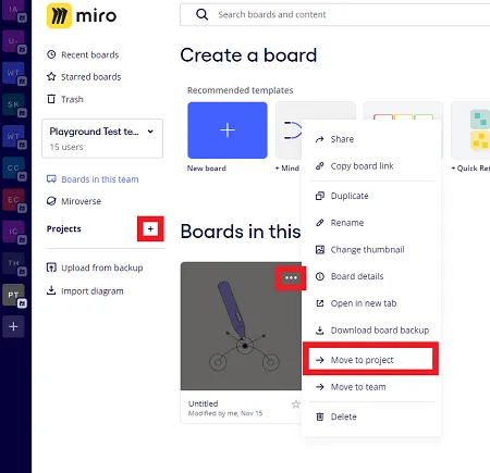 Miro Project Creation