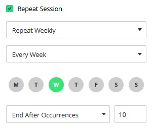 Screen shot showing the repeat Collaborate Ultra sessions in Learn