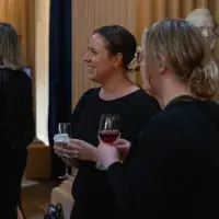 a group of people talking 