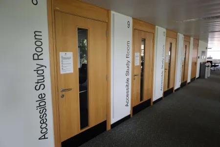 A series of numbered doors labelled 'accessible study room'.