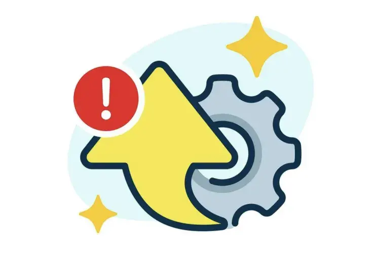 Image of an arrow and settings icon