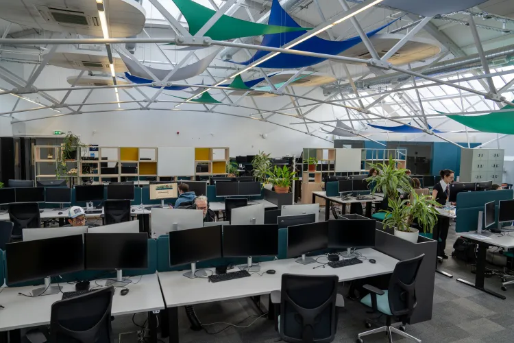 The updated Forrest Hill Drill Hall with workspaces spread out.