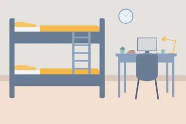 Infographic of beds and a desk