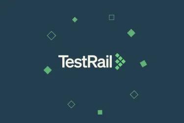 Blue background with white writing and shapes around it