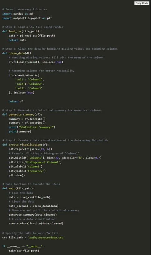 Script to load CSV using Pandas
