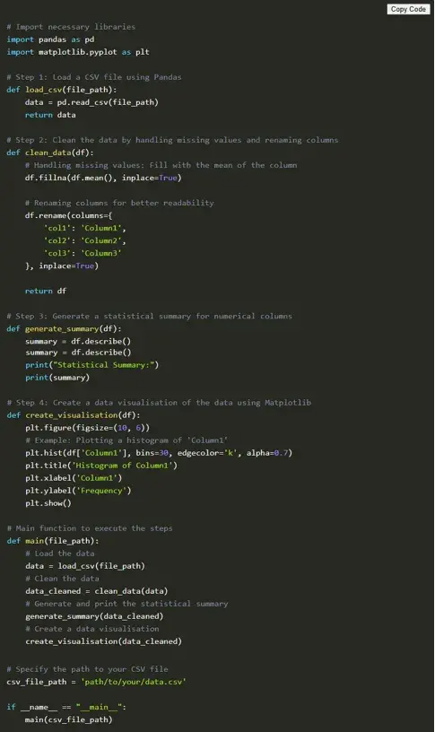 Script to load CSV using Pandas