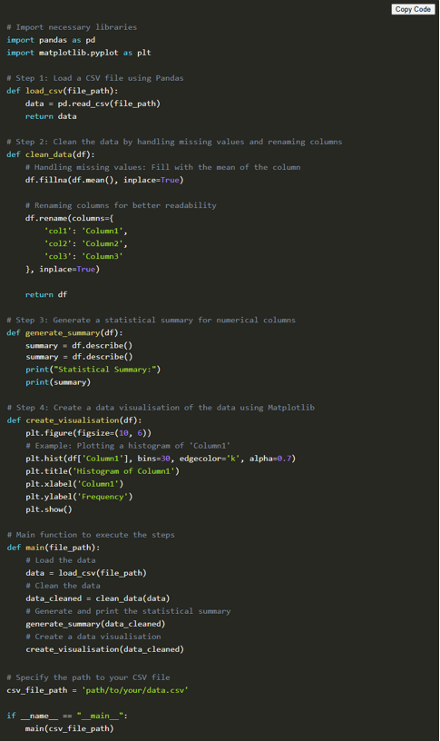 Script to load CSV using Pandas