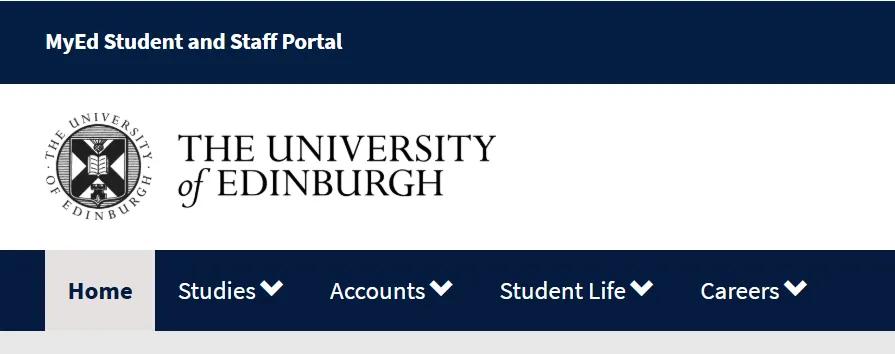 Menus bar of MyEd's homepage for students 