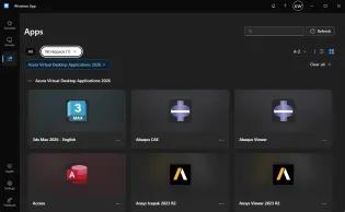 Windows App image showing the user interface with some applications displayed