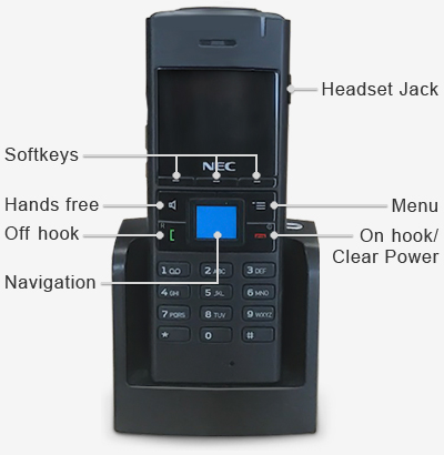 NEC Philips Dect G series handset with button labels