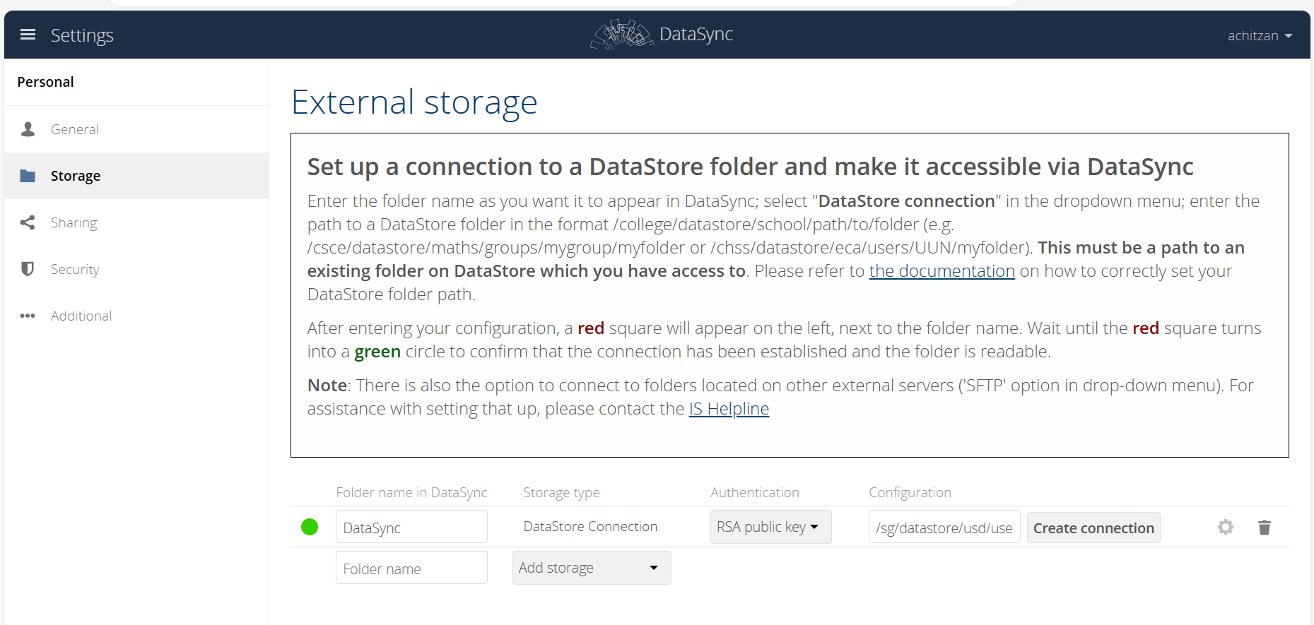 External Storage - successful connection