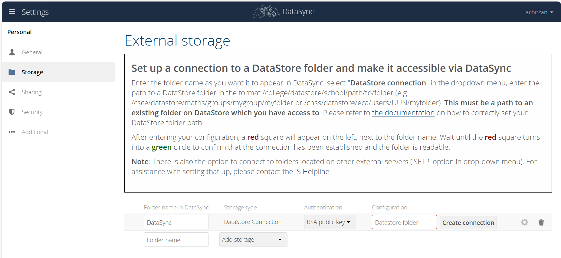 External Storage settings configuration