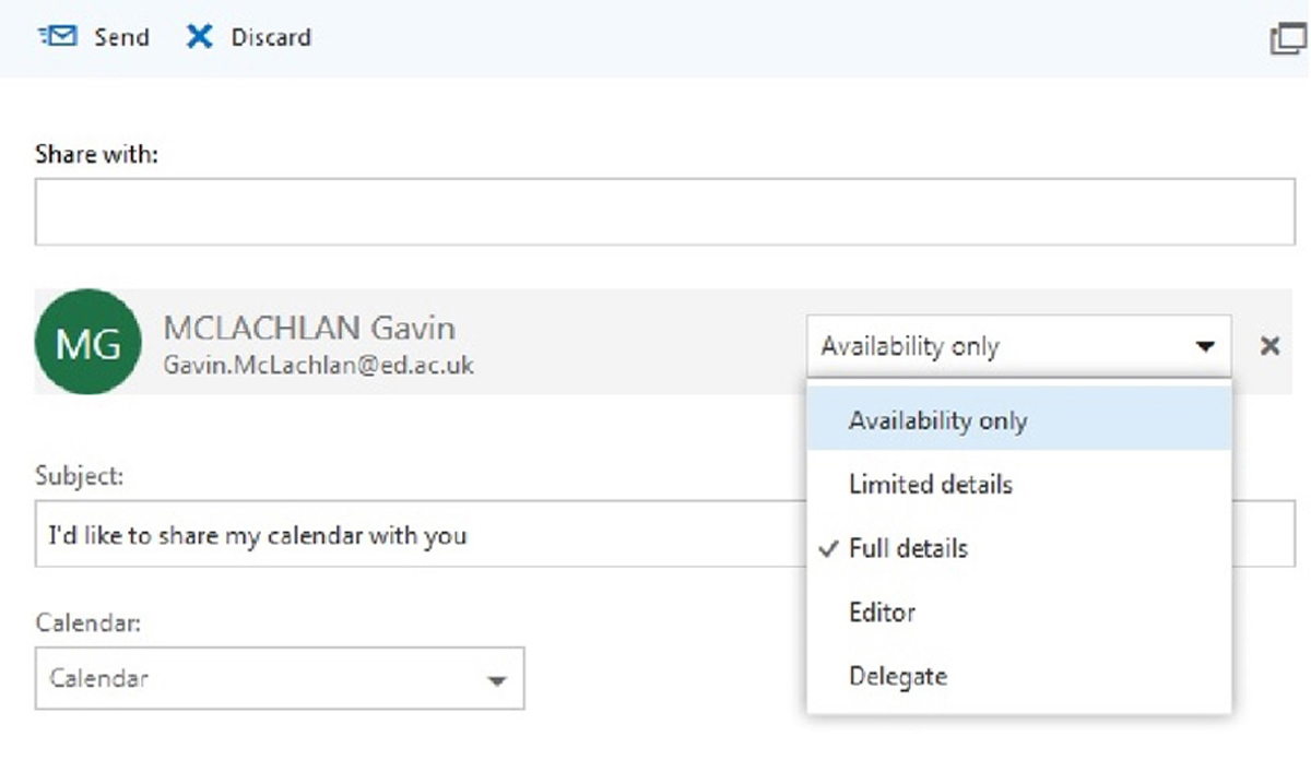 Office 365 Calendar Send Sharing