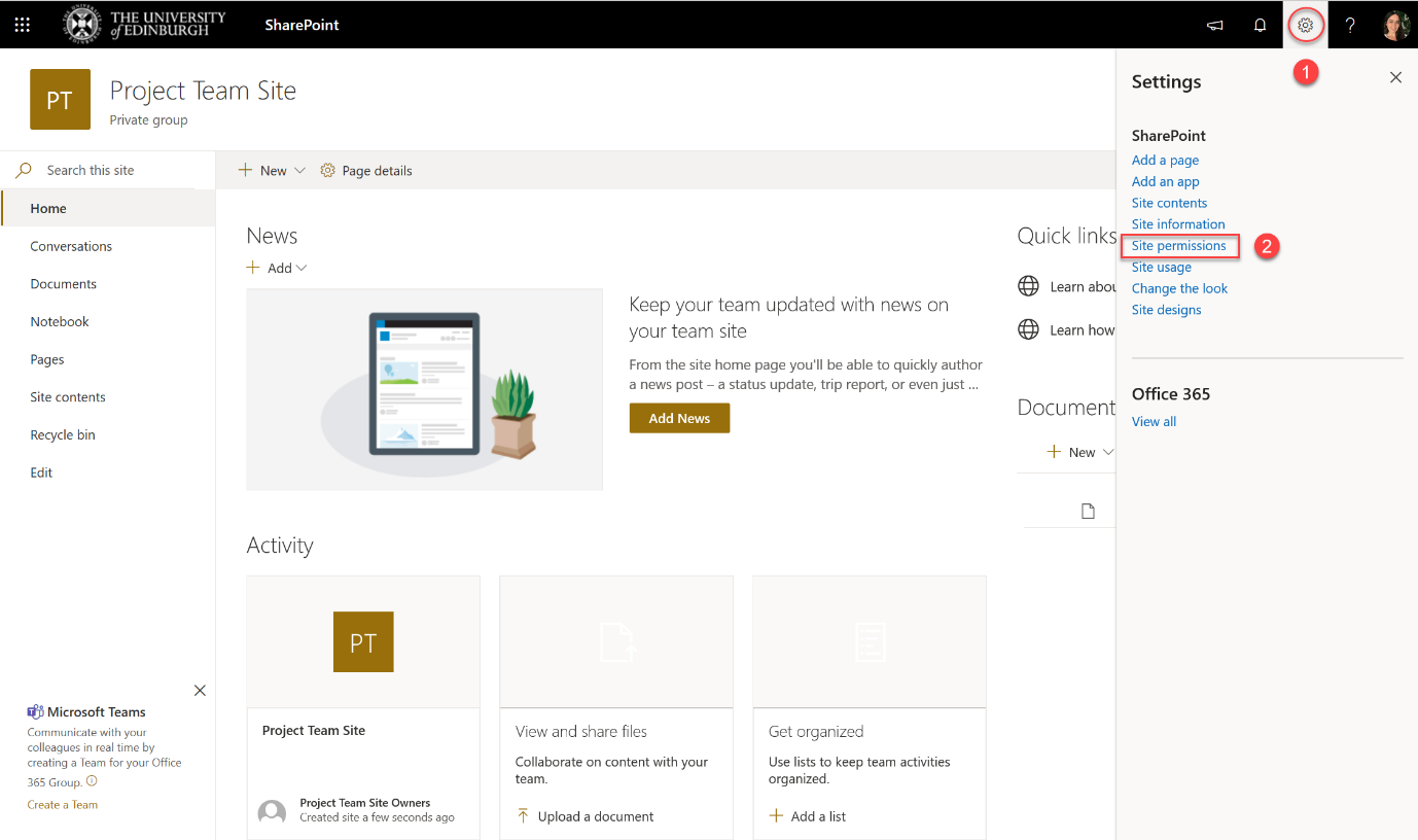 SharePoint Modern Team Site Screenshot