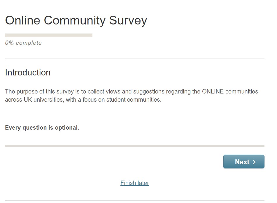 Image of the student online communities project survey