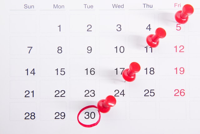 Calendar with date circled