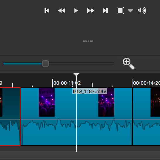 A screenshot showing video being edited in Shotcut