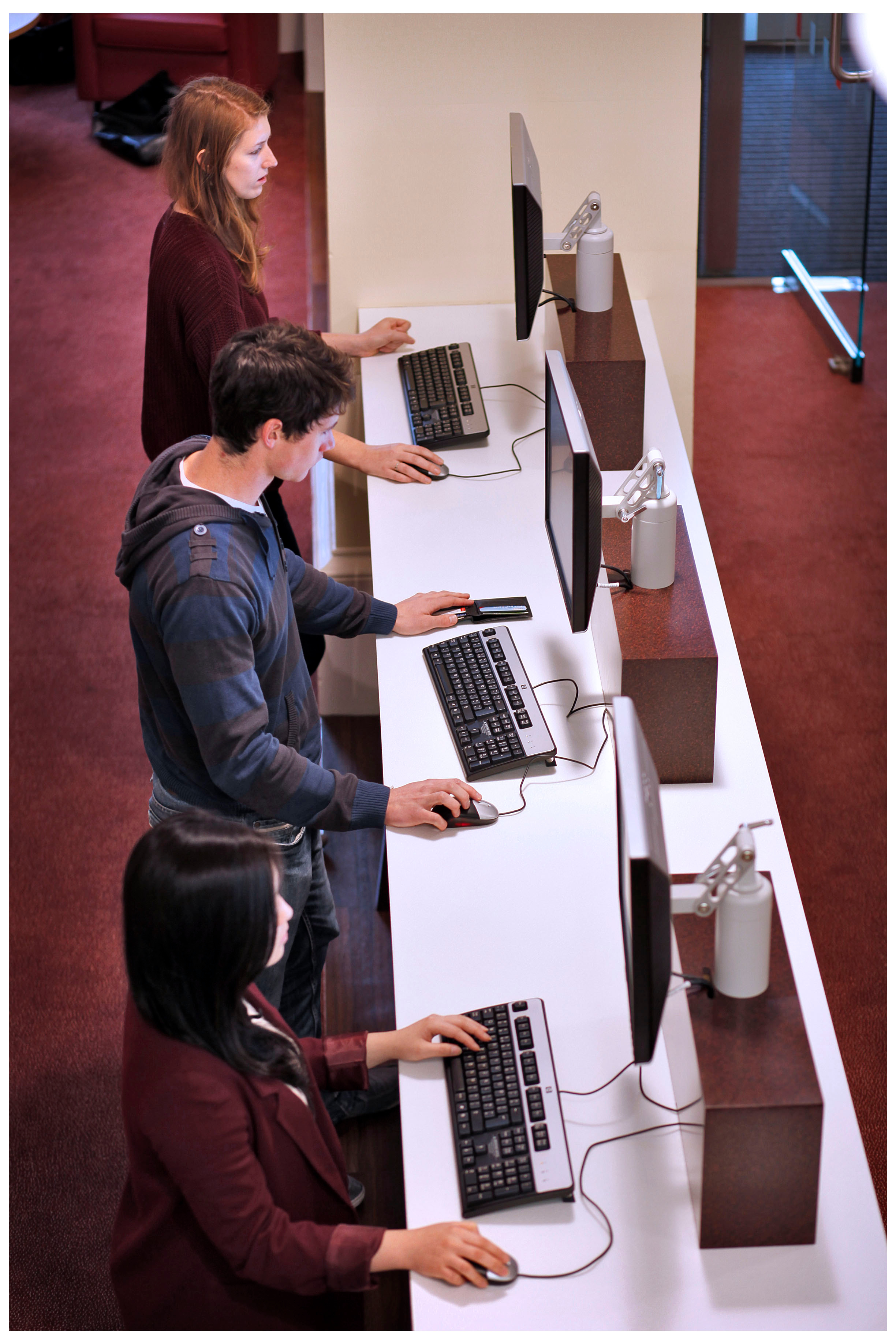 Students register on computer