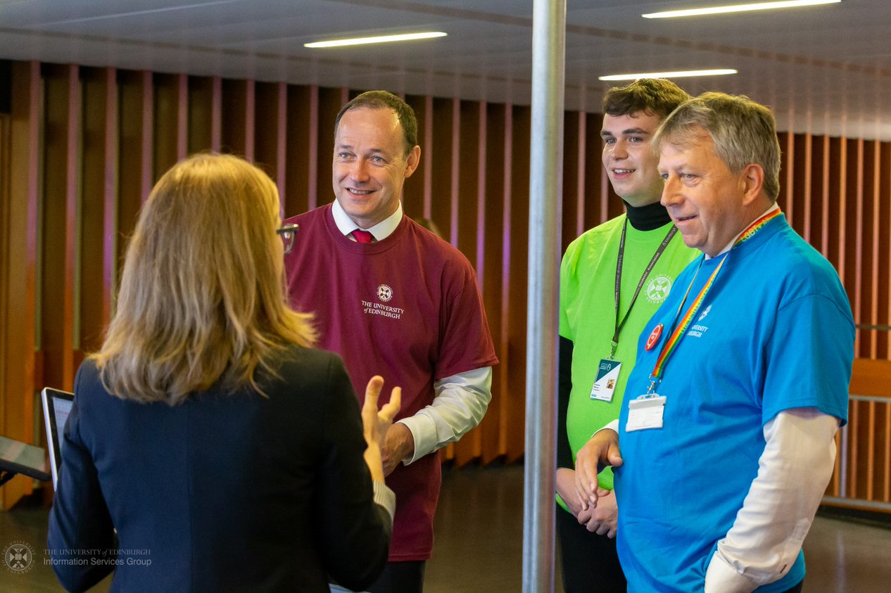 Peter Mathieson, Gavin MacLachlan and Andrew Wilson meet staff at Welcome Week 2019